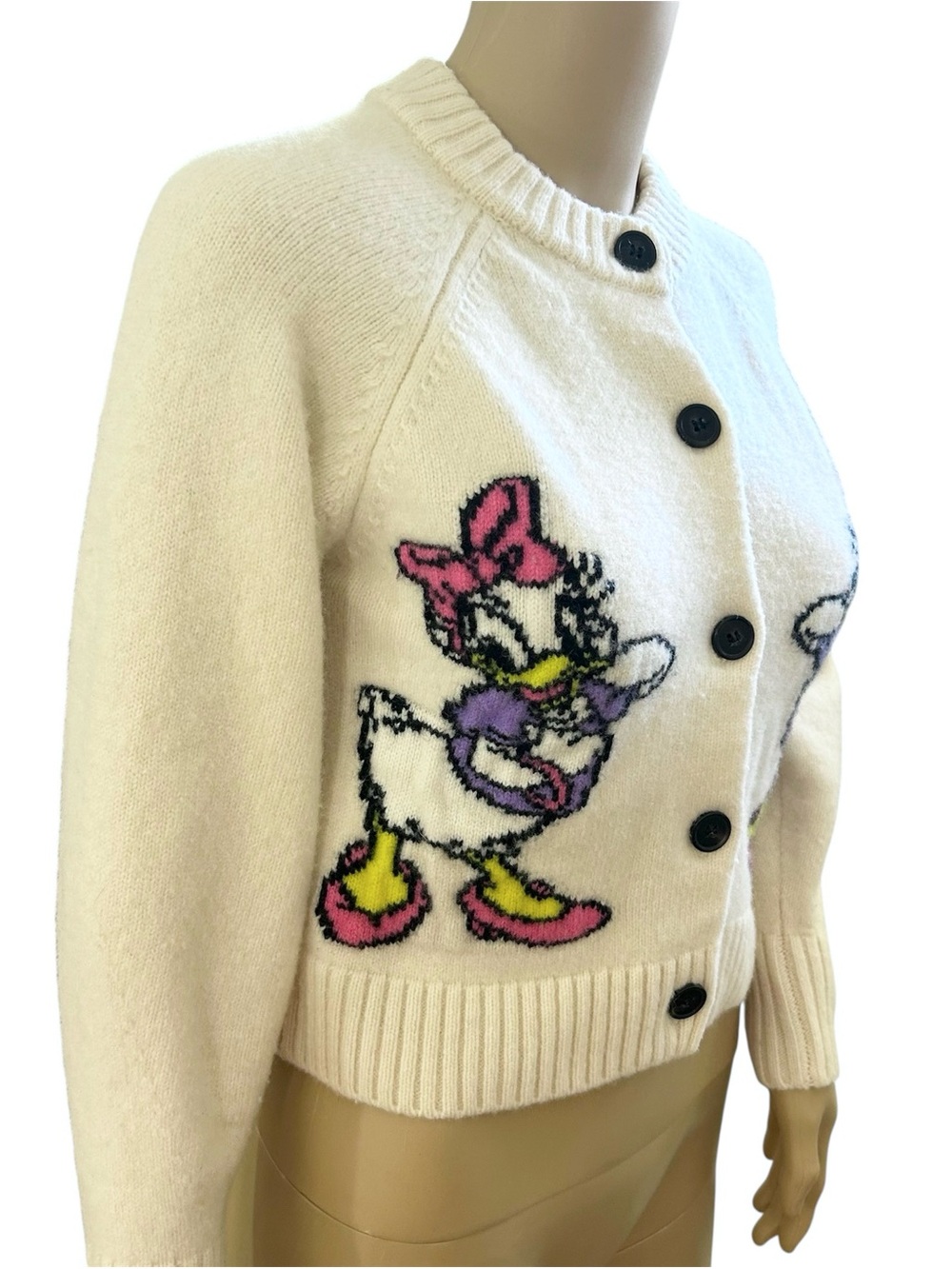 Zara x Harry Lambert Women’s Small Disney Daisy Duck Wool Cardigan Intarsia Ecru - Picture 8 of 10